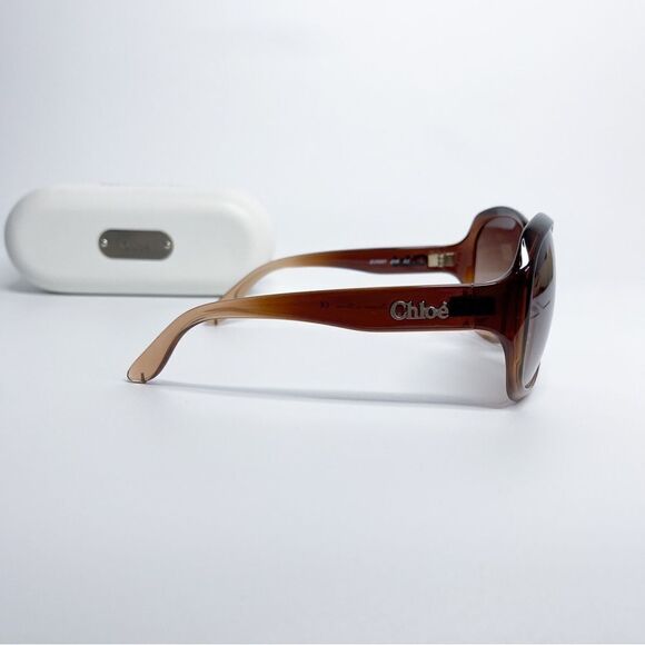 🍋 Chloé • Women Oversized Brown Gradient Sunglasses w/Case & Authenticity Card - Picture 5 of 9